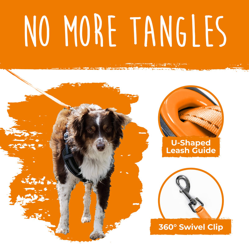 Mighty Paw Retractable Dog Leash 2.0 | 16’ Heavy Duty Reflective Nylon Tape Lead for Pets Up to 50 lbs. Tangle Free Design W/ One Touch Quick-Lock Braking System & Anti-Slip Handle. (Orange/Lite) Lite Orange - PawsPlanet Australia