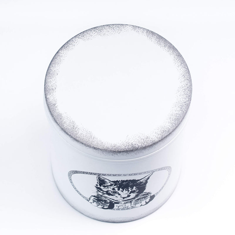 [Australia] - The PetSteel | Antique White Treat Jar | | Sturdy Cat Treat Jar with Cute Cat Design | Tight Fitting Lids | Pet Food Container | Fit's Up to 2lbs of Treats 