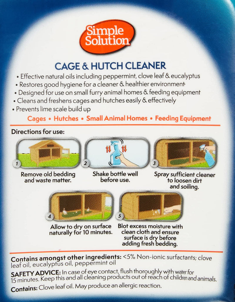 Simple Solution Cage & Hutch Natural Anti-Bacterial Cleaner, 500 ml Spray - PawsPlanet Australia