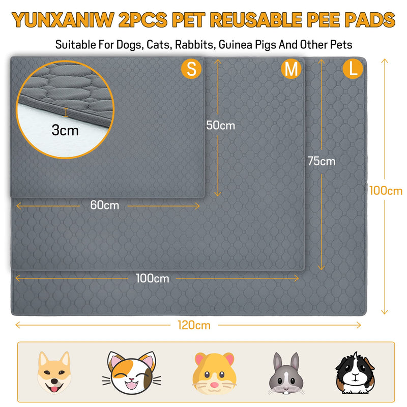 Reusable Dog Training Pads, 2 Pack Washable Puppy Training Pads Super Absorbent Waterproof Urination Pads for Dogs Car Travel 60cm*50CM - PawsPlanet Australia