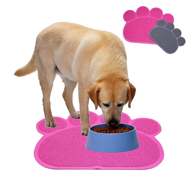 DINOWIN Cat Litter Mat Food,PVC Paw Pet Mat Waterproof Non-slip Pet Feeding Mat Pet Bowl Mat,45 x60 CM (Rose) Rose - PawsPlanet Australia