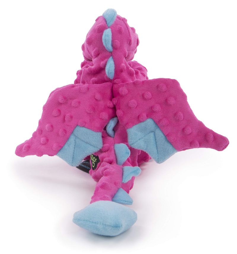 [Australia] - goDog Dragon with Chew Guard Technology Tough Plush Dog Toy, Pink, Large 