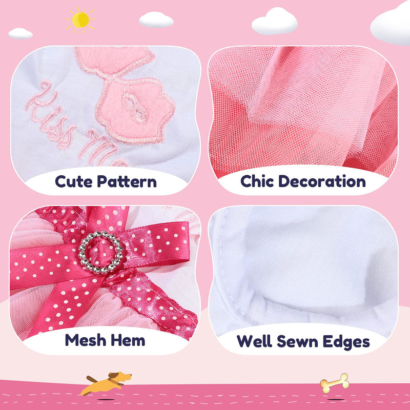 4 Pieces Dog Dress Peach Heart Dog Puppy Skirt Dog Princess Tutu Dress Dog Bowknot Vest Dress for Small and Medium Pets Dogs (S) - PawsPlanet Australia