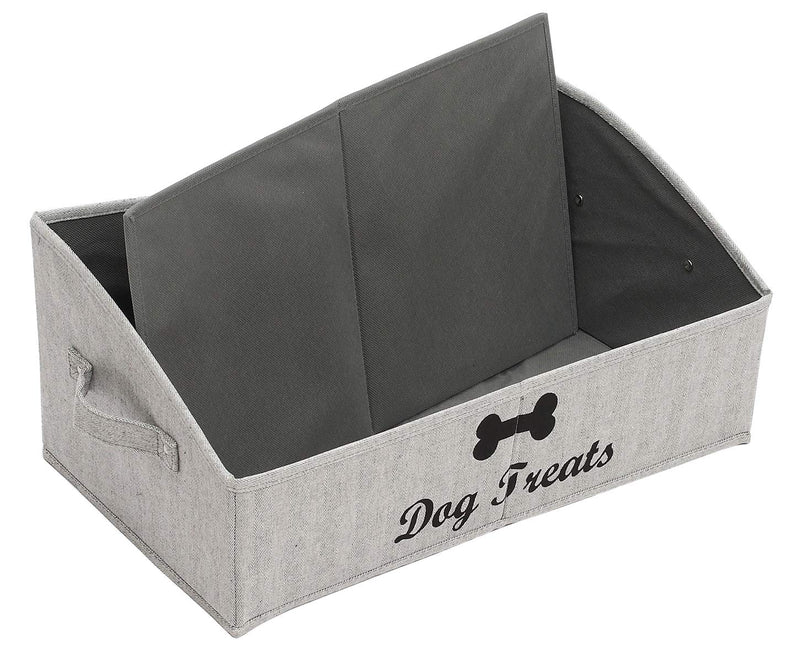 Geyecete Large Dog Treats Basket- Foldable Fabric Trapezoid Organizer Boxes with Cotton Rope Handle, for Dogs Treats Storage, Snacks in bags, plastic cans (Striped Gray-DOG) "Dog Treats" Striped Gray - PawsPlanet Australia