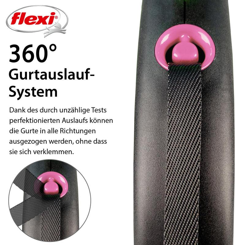 flexi retractable leash design - black/pink - S, multi, 4000498033913 - PawsPlanet Australia