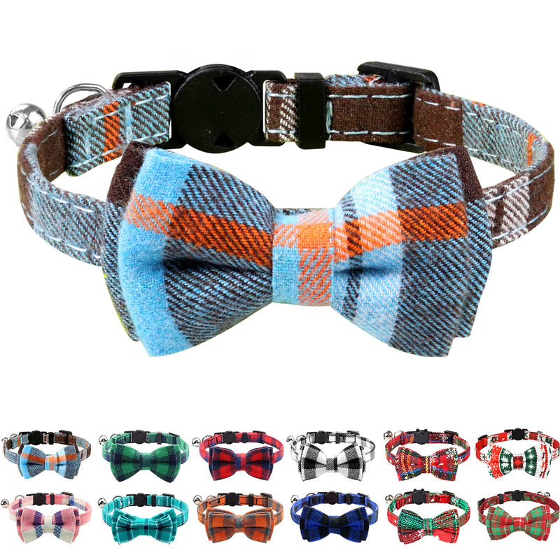 Joytale Cat Collar with Safety Clasp and Bell, Cute Cat Collars with Bow, Adjustable Collar for Cats and Kittens, 1 Pack, Haze Blue 18-25 cm (Pack of 1) - PawsPlanet Australia