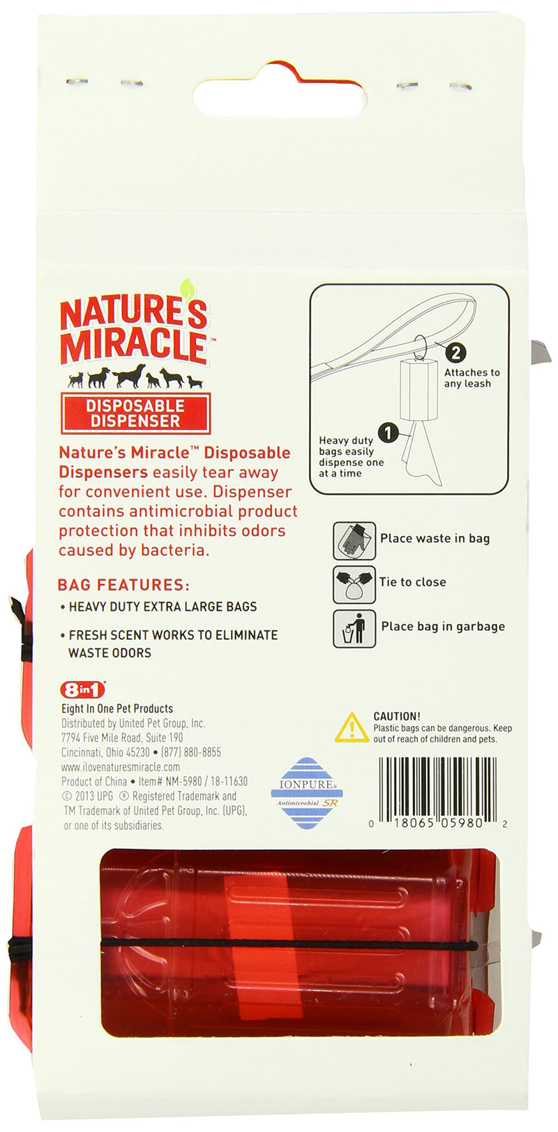 [Australia] - Nature's Miracle NM-5980 45 Count Disposable Waste Bag Dispenser with Pick-Up Bags, Hydrant Shape 