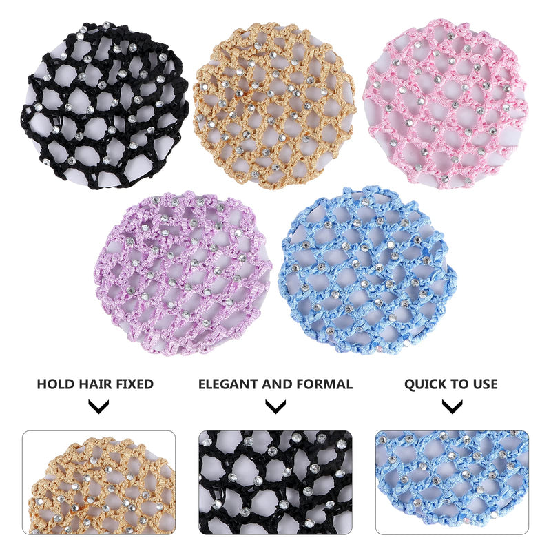 Lurrose 10 Pcs Pearl Bun Cover Elastic Crochet Scarf Hair Net Colorful Ballet Bun Hair Cover for Girls Women - PawsPlanet Australia