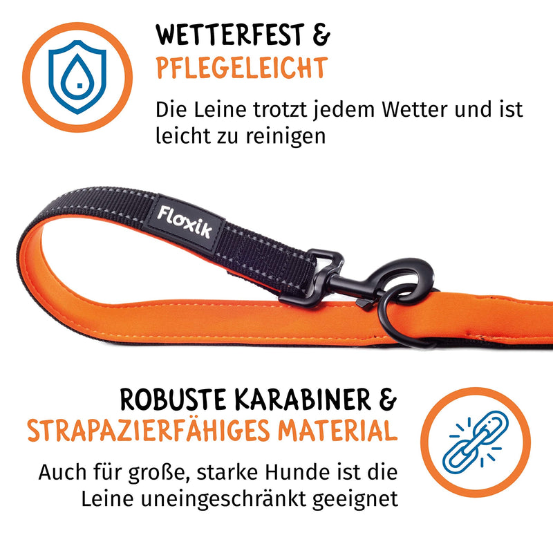 Floxik dog leash | Premium leash for dogs | Multi-adjustable, reflective dog leash - black/orange - PawsPlanet Australia