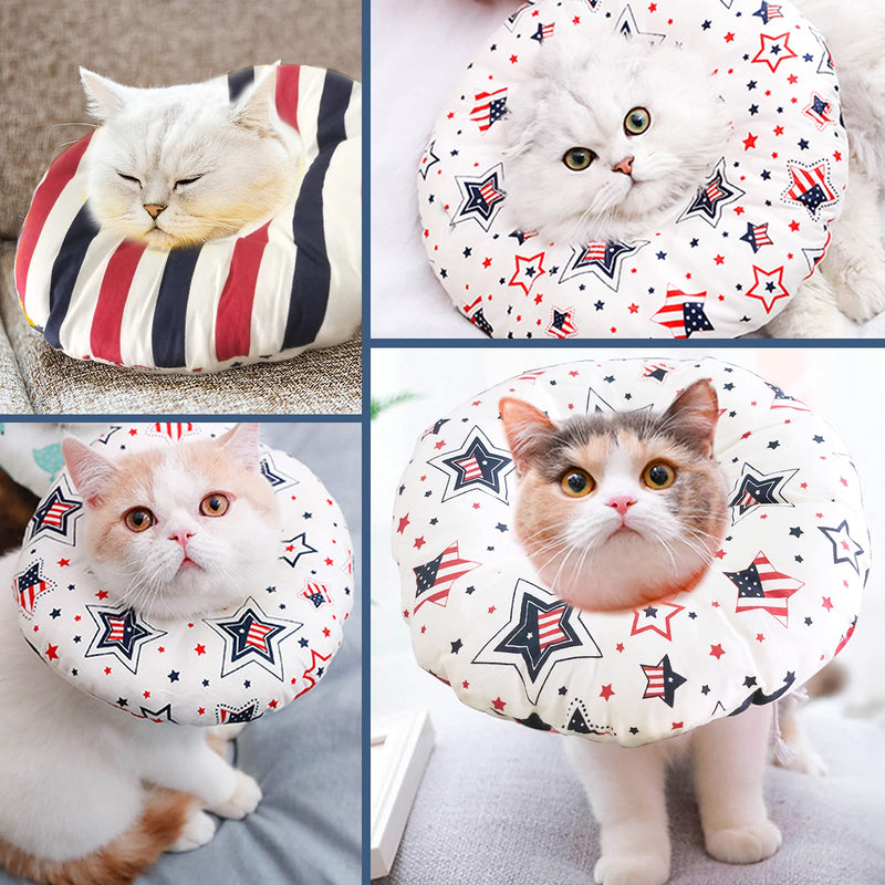 JCOLUSHI Adjustable Cat Cone Collar, Cute Cat Recovery Collar, Soft Cat Donut Collar, Comfy Cat Cone After Surgery, Elizabethan Collar for Cats Kittens Dogs XS - PawsPlanet Australia