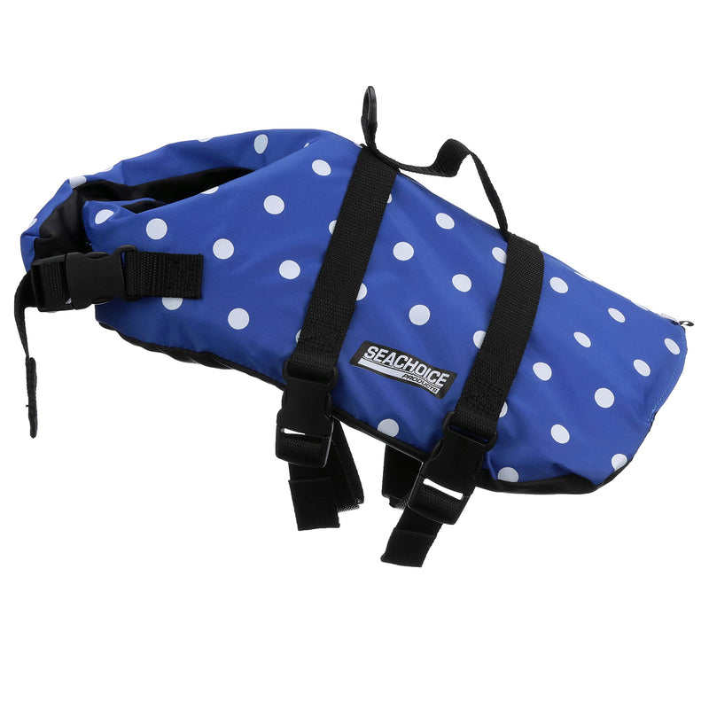 Seachoice 86280 Dog Life Vest - Adjustable Life Jacket for Dogs, with Grab Handle, Blue Polka Dot, Size Small, 15 to 20 Pounds - PawsPlanet Australia