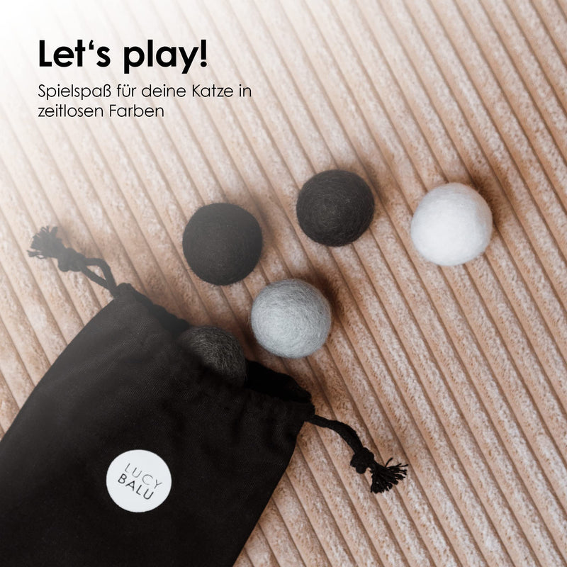 LucyBalu® felt balls for cats I cat toys I cat balls made of felt | Cat toys made from 100% wool I natural toys for cats | Play balls for cats fair from Nepal | 6 pieces | Gray - PawsPlanet Australia