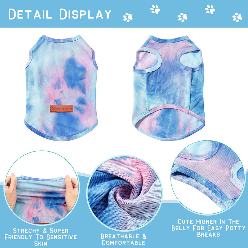 3 Pieces Tie Dye Dog Clothes Doggie T-Shirts Puppy Tank Top Vest Tee Breathable Tie Dye Dog Shirt Orange Red Purple Dark Green Summer Pet Clothes for Dogs Cats Pets - PawsPlanet Australia