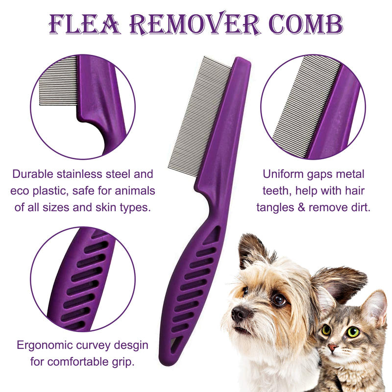 Acehome 3 Pcs Fleas Comb Tear Stain Remover Comb set, Stainless Steel Tears Mark Tick Removal Tool with Handle Pet Grooming Combs set for Removing Eye Mucus Fleas Lice Mites, Dandruff & Crust - PawsPlanet Australia