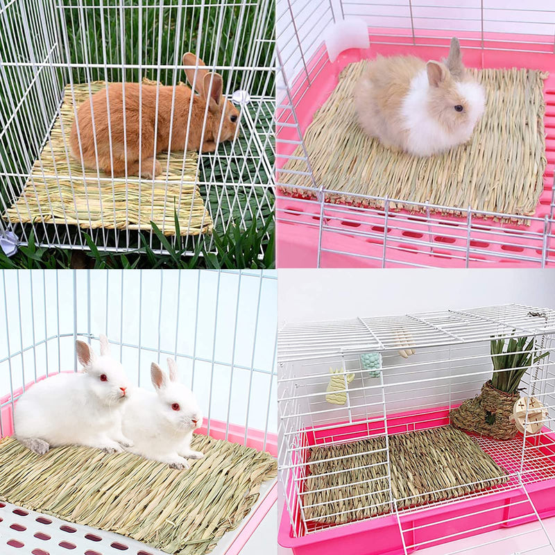 Grass Mat-Woven Bed Mat, Rabbit Bunny Bedding Mat for Small Animals, Natural Straw Woven Grass Bed Mat Chew Toys Bed for Pet, Guinea Pig Hamster Chinchilla Parrot Squirrel Rat 3PCS - PawsPlanet Australia