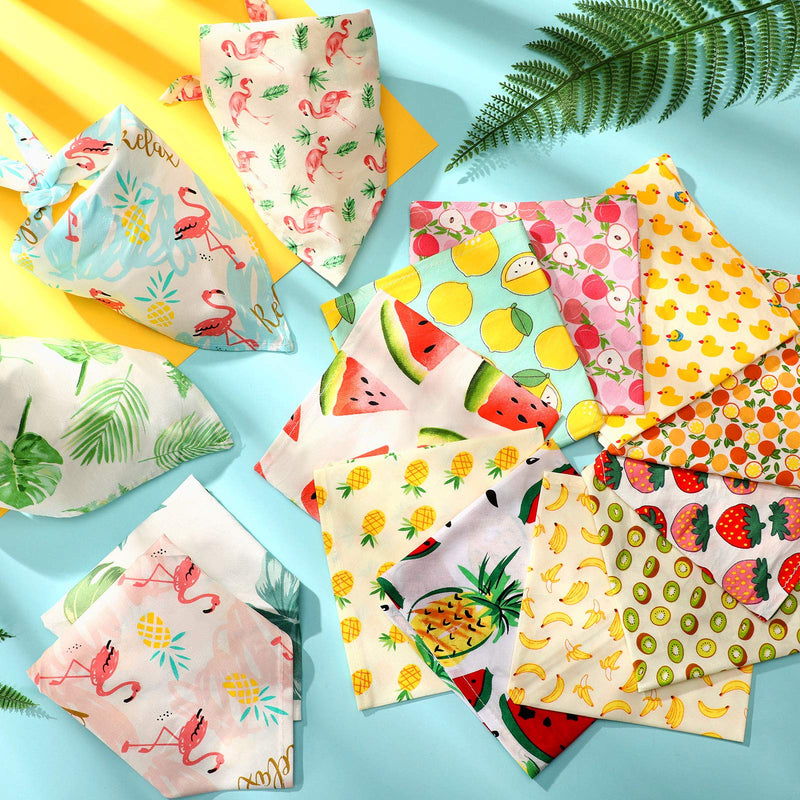 15 Pieces Cute Dog Bandana Pet Triangle Bibs Scarf Cooling Summer Style Flamingo Fruit and Hawaii Pattern Dog Bandana Triangle Pet Bibs for Small to Medium Dog Puppy and Cat - PawsPlanet Australia