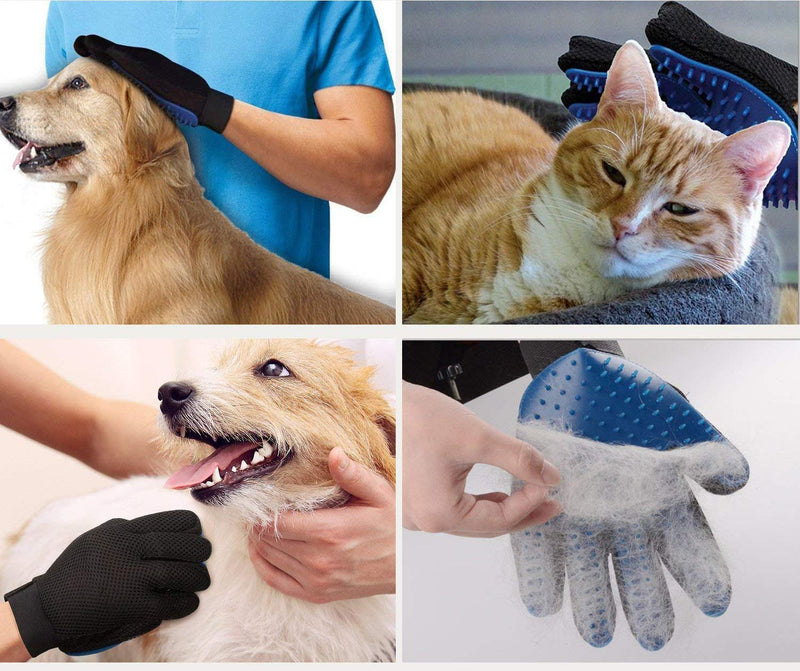 FMU Pet Grooming Glove - Dog Grooming Brush Glove - Cat Glove Brush - Pet Hair Remover Dog Grooming - Perfect for Dog & Cat with Long & Short Fur - Enhanced Five Finger Design - (One Pair) - PawsPlanet Australia