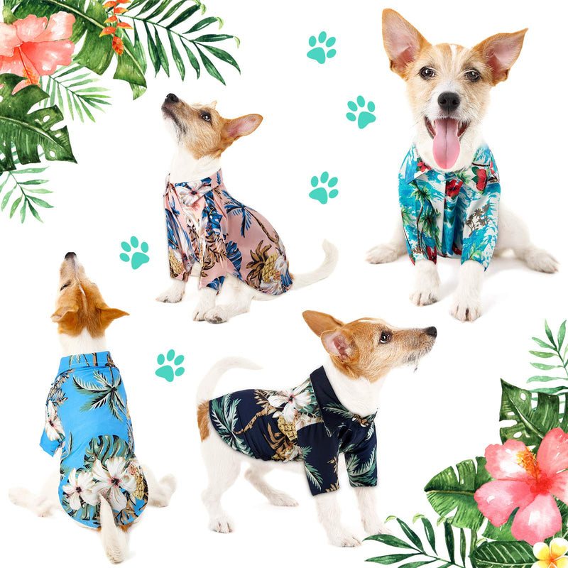 4 Pieces Hawaiian Dog Shirts Hawaiian Pet Dog T Shirts with Coconut Tree Print Hawaiian Dog Apparel Suit for Small to Medium Pet Dog Cat (Small) - PawsPlanet Australia