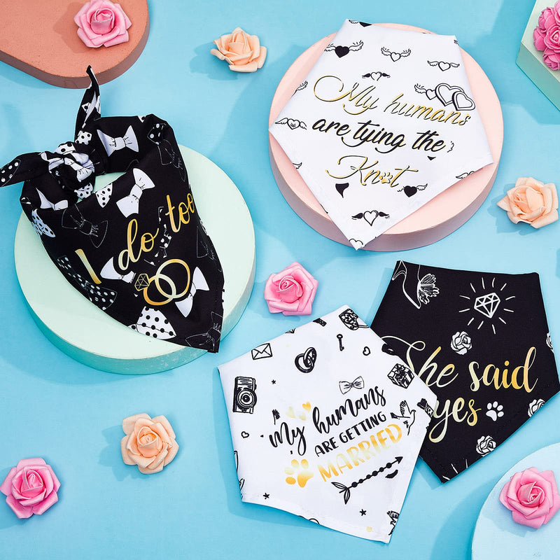 4 Pieces Wedding Dog Bandana My Humans are Getting Married Pet Bandana She Said Yes Dog Scarf Dog Engagement Announcement Pet Wedding Photo Prop for Dogs and Cats - PawsPlanet Australia