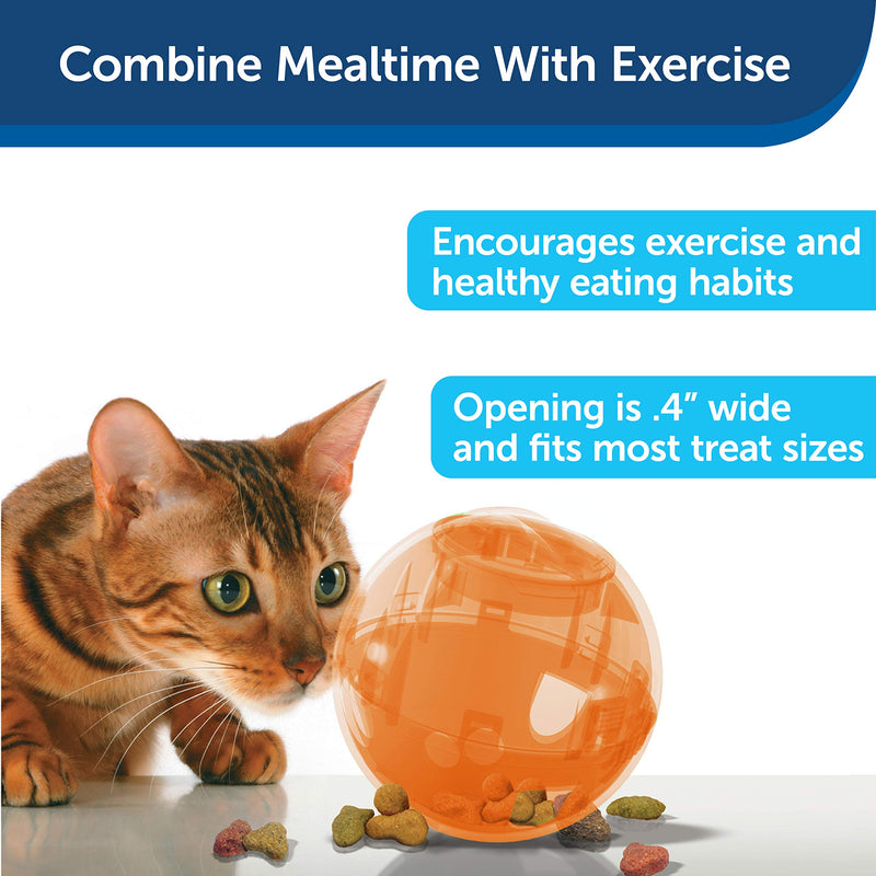 PetSafe SlimCat Food-Dispensing Cat Toy Orange, Treat Toy, Interactive Food Dispenser, Activity Snack Ball for Cats of All Ages - PawsPlanet Australia