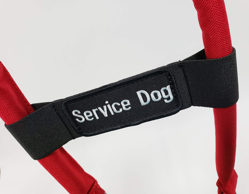 [Australia] - Activedogs Padded Cordura 12" Clip-on Bridge Auxiliary Handle w/Neoprene Grip + Elastic Adjustable Service Dog ID Patch Band 12" Red 