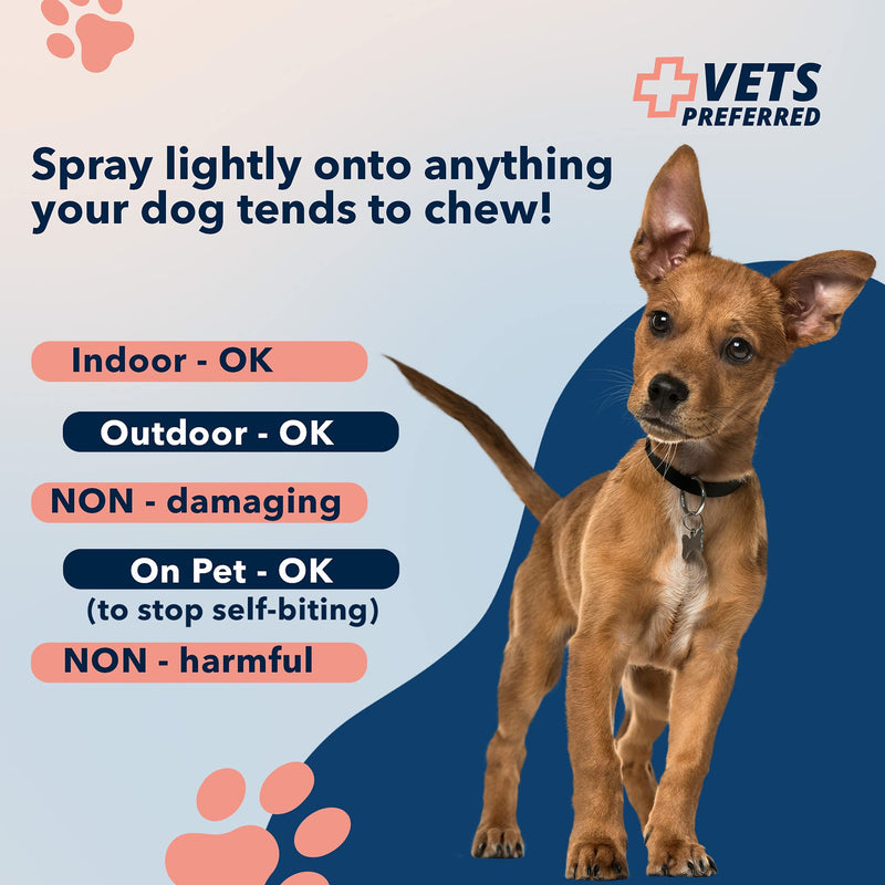 Vets Preferred Bitter Spray for Dogs Anti Chew - Dog Bitter Chewing Furniture Spray, Stop Biting Spray, Dieters Anti Chewing, Licking & Biting Furniture Spray for Dogs. 8 fl oz. - PawsPlanet Australia