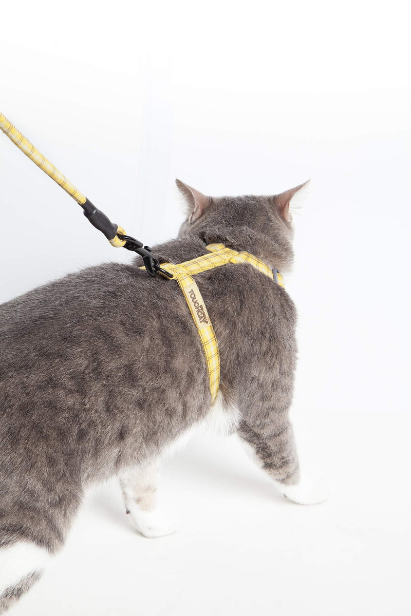 Touchdog TOUCHCAT Cat Harness and Leash Cat Set Walking Adjustable Soft Mesh Escape ProofBest for Kitten Walking (10MM-S, PLAID YELLOW) 10MM-S - PawsPlanet Australia