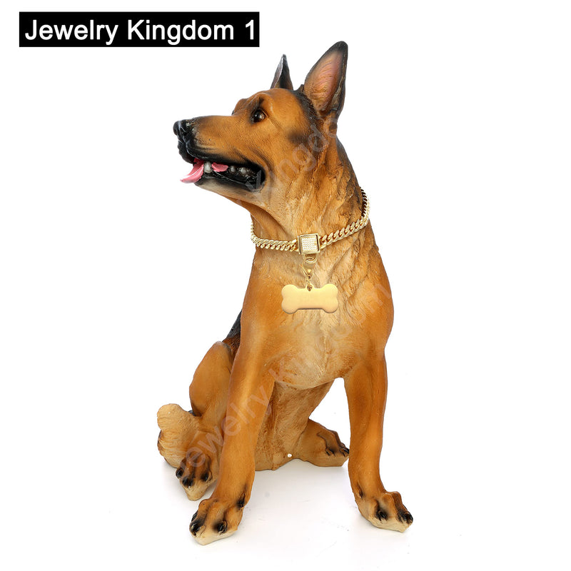 Jewelry Kingdom 1 Dog Chain Collar with Tag and Ice-Out Cubic Zirconia Stones Secure Buckle 18K Metal Stainles Steel Cuban Link Chain 6MM Walking Training Collar 10in to 20in for Dog Puppy Cats Kitty 10" (Fits cat Neck 8" to 9.5") - PawsPlanet Australia