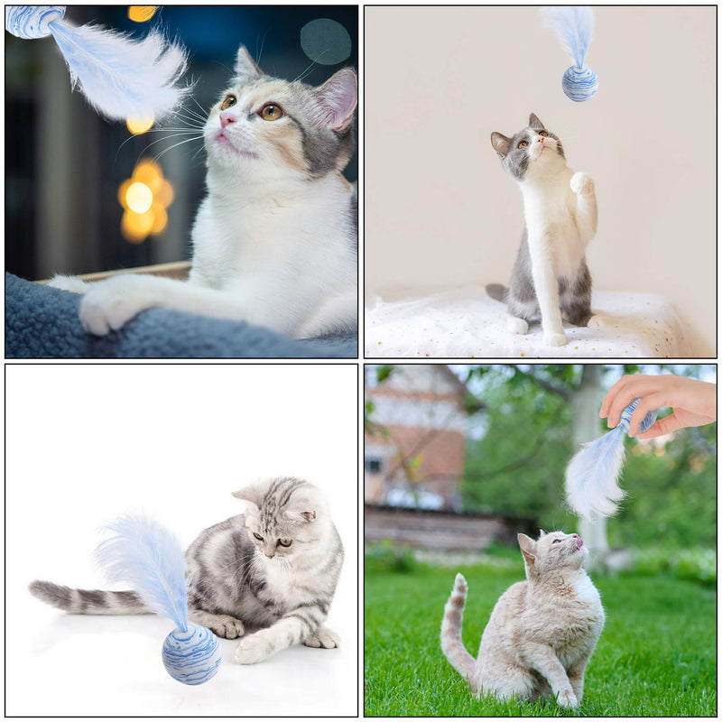 HUOXIG Cat Teeth Grinding Chew Toy Teasing Feather Ball Toy Interactive Toy kitten Scratch Trow Toy Cute Entertaining Play Toys Teath Cleaning Toy- 3Pack - PawsPlanet Australia