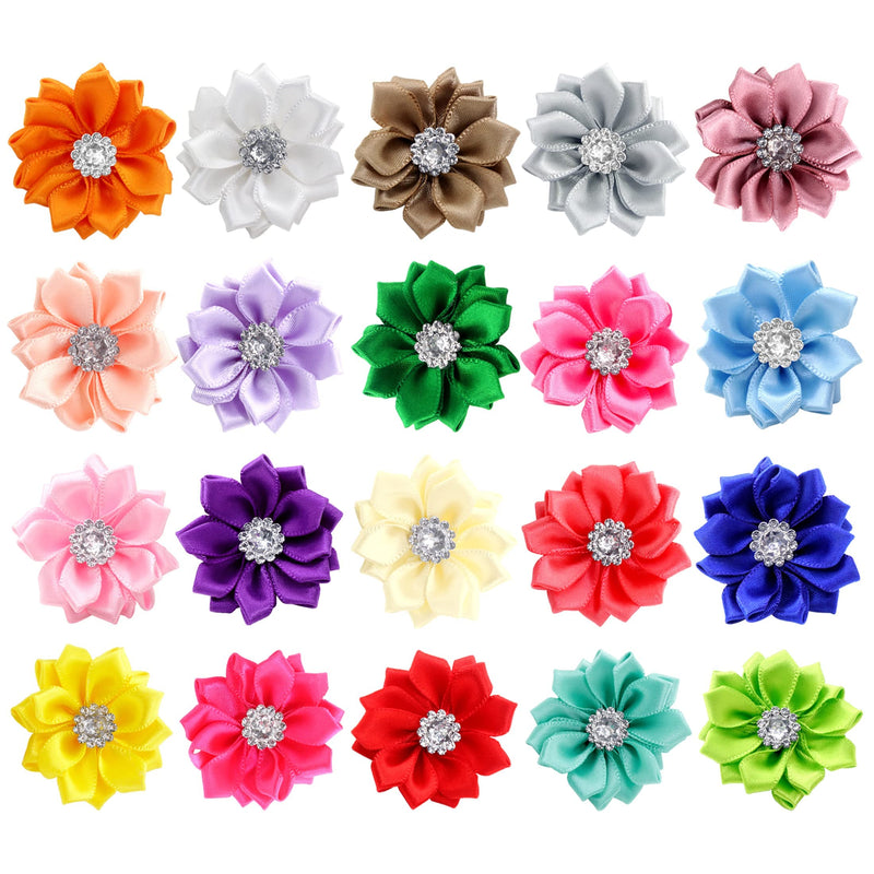 Petbuy 20 Pairs Puppy Yorkie Dog Hair Bows Flower with Rubber Band,Pet Small Dog Girl Flower Hair Topknot Bowknot Hair Accessories Pet Grooming for Party Christmas Birthday - PawsPlanet Australia