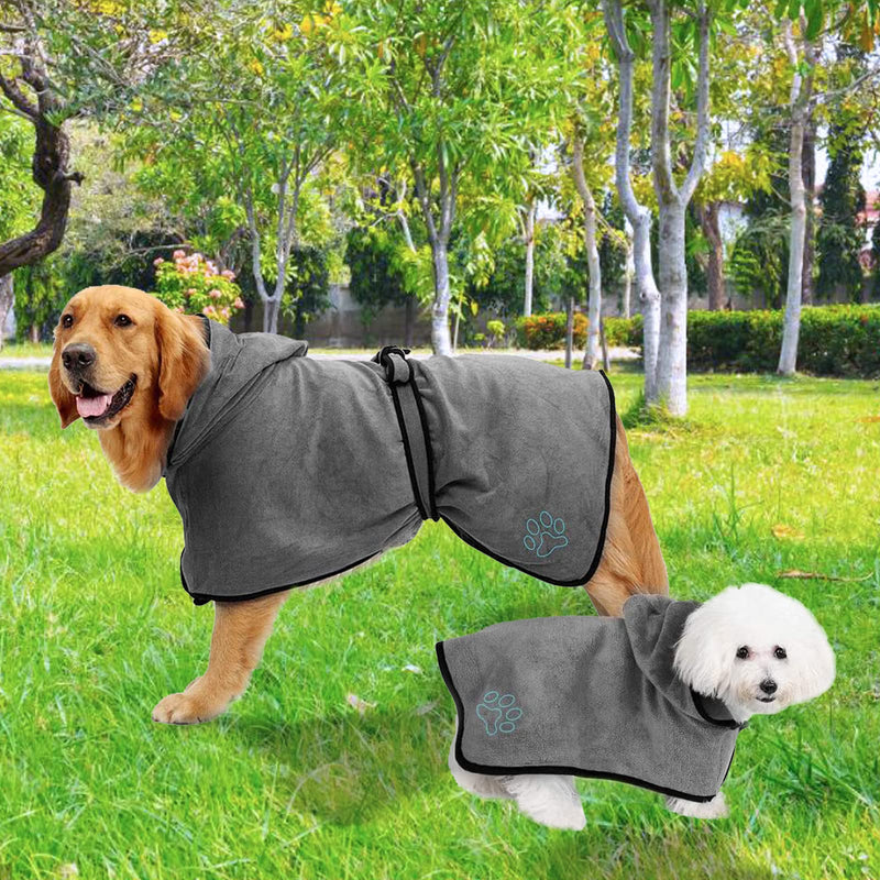 Kajiewo Dog Drying Coat - Dog Bathrobe Towel - Microfibre Material Fast Drying Super Absorbent Dog Cat Pet Bath Robe for Small Medium Large XL Dogs S:Back Length 15.7inch - PawsPlanet Australia