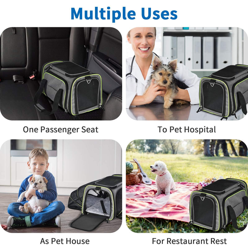AIIYME Cat Pet Carrier, Airline Approved 2 Sides Expandable Foldable Soft Sided Pet Dog Travel Bag with 5 Open Doors Removable Fleece Pad Pocket for Cats Puppy Small Animals （18" L x 11" W x 11" H） - PawsPlanet Australia