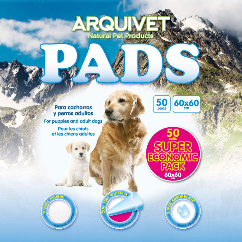 Arquivet Super Absorbent Dog Pads - Educational Hygiene Pads for Dogs - Disposable Pads - Hygienic Mat for Dogs - Pack of 50-60 x 60 cm - PawsPlanet Australia