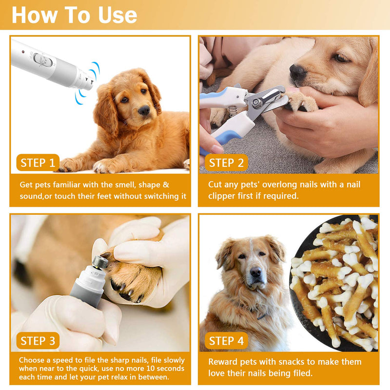 Zubita Pet Nail Grinder, 3 Ports Pet Nail Trimmer Upgraded Electric Paw Trimmer Clipper Portable & Rechargeable Gentle Painless Ultra Quiet Trimming Smoothing for Dogs and Cats - PawsPlanet Australia