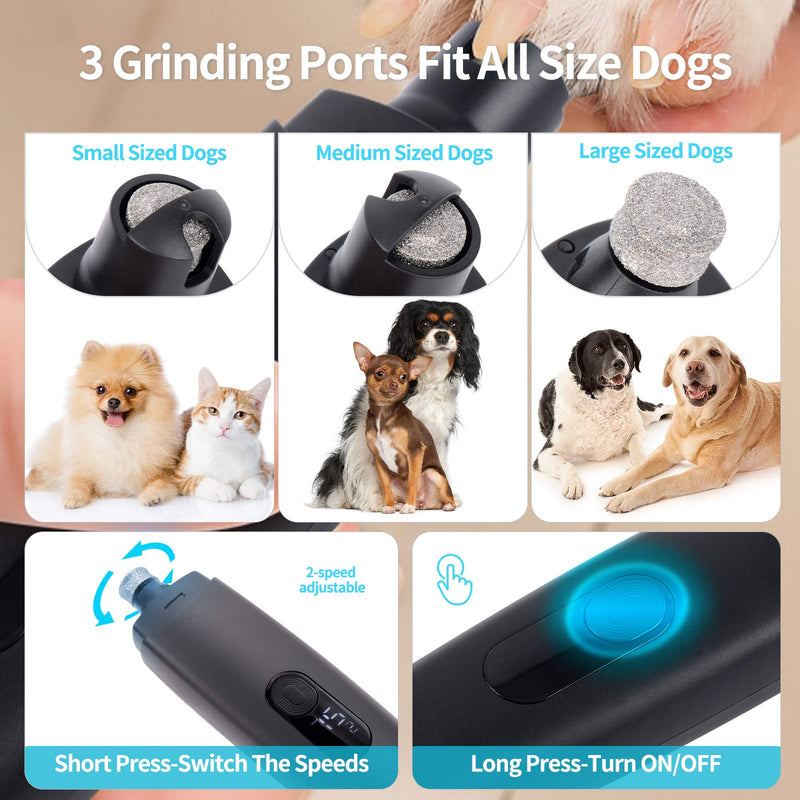 seanme Dog Nail Grinder with Low Noise 2021 Newest Waterproof Dog Claw Care with LED Light, Painless Paws Grooming Electric Pet Nail Trimmer for Small/Medium/Large Dogs - PawsPlanet Australia