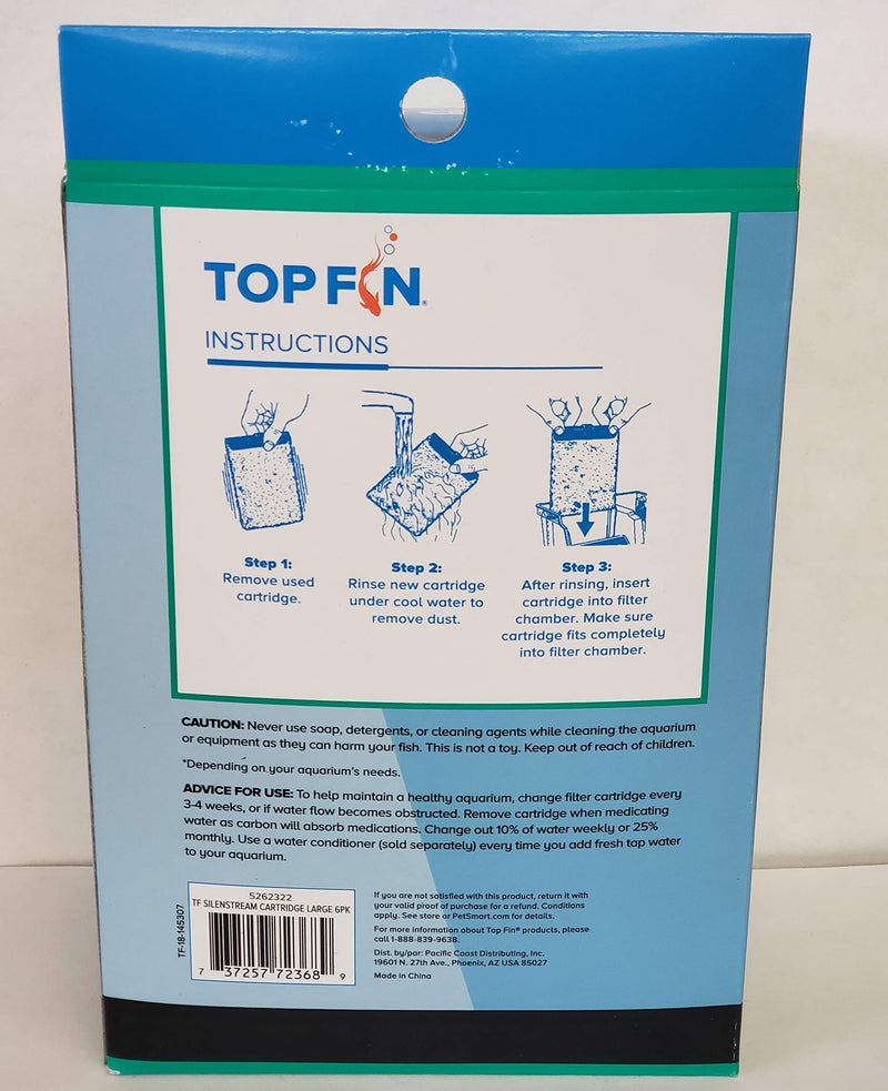 Top Fin Manufacturer. Silenstream Large PF-L Filter Cartridges Refill for PF30, PF40 and PF75 Power Filters 6.5in x 4.5in 6 Count - PawsPlanet Australia