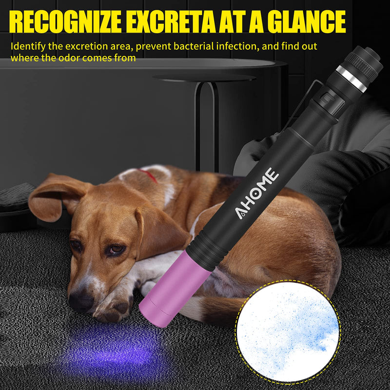 AHOME P2 USB Rechargeable Pen UV Torch, 395nm Blacklight LED Pocket Penlight, Pet Urine Detector, IPX5 Water-Resistant, 1000mAh NiMH Battery ×2 Included, 2 Modes (High, Low) - PawsPlanet Australia