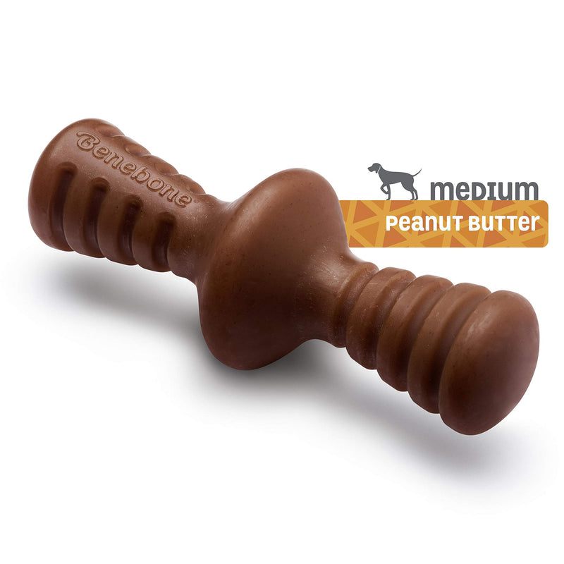 Benebone Zaggler Durable Rolling Dog Chew Toy for Aggressive Chewers, Real Peanut, Medium, Made in the USA - PawsPlanet Australia