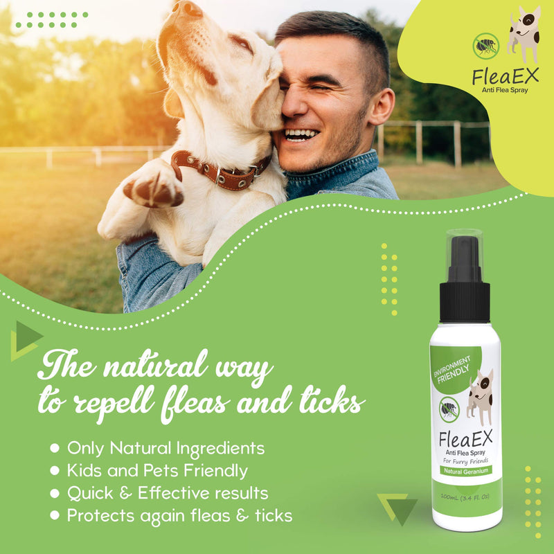 FleaEx Flea Treatment for Dogs & Cats - Natural Dog Flea Treatment Spray for Flea & Tick Prevention - Flea Spray for Dogs & Flea Treatment Cat - Alternative to Flea Shampoo for Dogs & Cats - 100 ml - PawsPlanet Australia