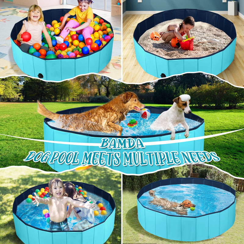 Bamda Dog Paddling Pool - 2022 Upgraded PP Board Foldable Dog Pool, More Durable & Not Collapse Swimming Pool for Small Dogs (80*20 cm) M: 80*20 CM - PawsPlanet Australia