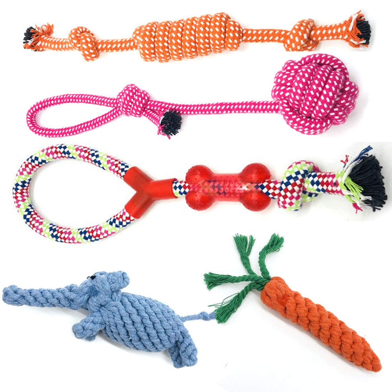 XUBX Pack Of 10 Puppy Dog Toys Kit, 10PCS Avoiding Dogs Boredom Anxiety Dog Chew Toys Set, Chew Toys Teething Training Rope Toys for Small and Medium Dog - PawsPlanet Australia