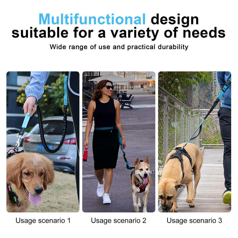 Nizirioo jogging leash for dogs, hands-free dog leash: elastic and reflective dog leash with waist strap, double handle, hand-free dog leash for medium and large dogs, 140-200 cm - PawsPlanet Australia