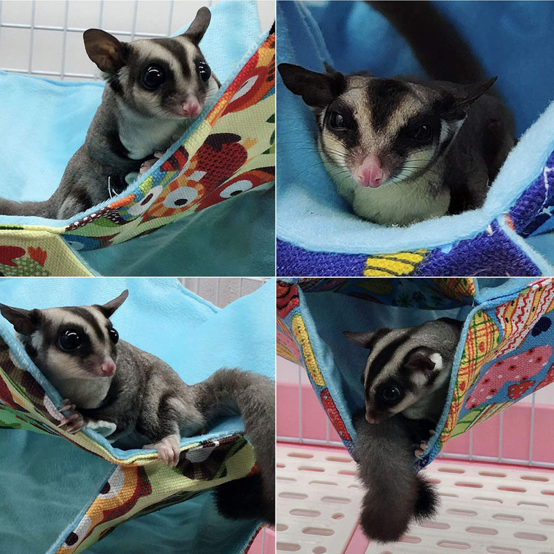 McFeddy Small Animal Hammock Pet Cage Accessories Hamster Swing Bed Siesta Bag 3-Layer Sugar Glider Hammock Rats Ferret Squirrel Guinea Pig Hiding Place Warm Bed (B-Leopard Pattern) B-Leopard pattern - PawsPlanet Australia