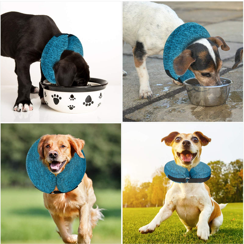 WONDAY Dog Cone for After Surgery, Pet Inflatable Collar Comfy Soft Dog Cone, Adjustable Protective Recovery Dog Collar for Wound Healing and Prevent from Biting & Scratching X-small (Pack of 1) Blue - PawsPlanet Australia