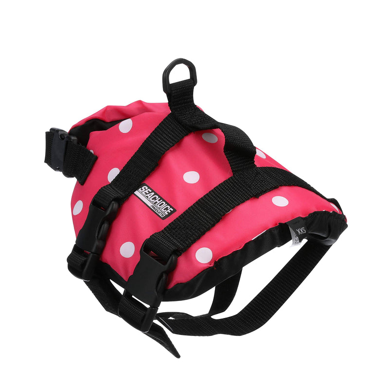 [Australia] - Seachoice 86360 Dog Life Vest - Adjustable Life Jacket for Dogs, with Grab Handle, Pink Polka Dot, Size XXS, up to 6 Pounds, XXS - up to 6 lbs 