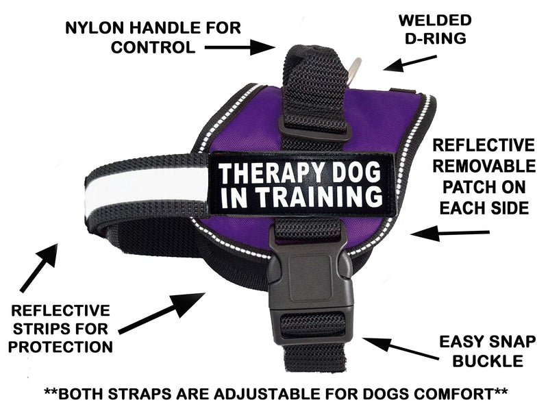 [Australia] - Therapy Dog in Training Harness with Removable Saddle Bag Backpack Harness Carrier Traveling. 2 Removable Patches. Please Measure Dog Before Ordering.… Girth 28-38" Purple 