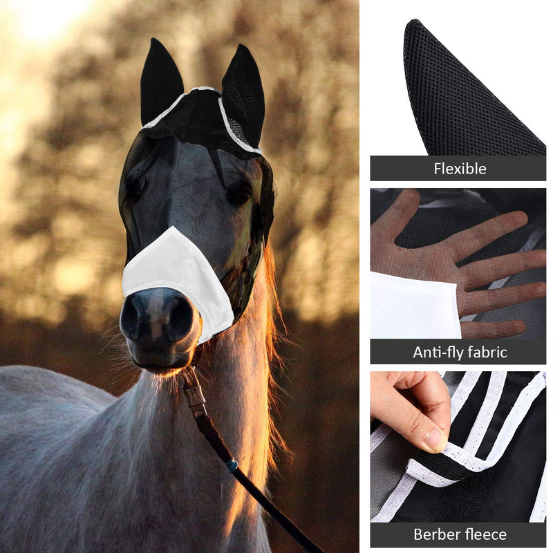 Geyoga Horse Fly Face Cover with Ears Fly Face Cover for Horses Cover Ears Nose, Around Barn, Stable, Pasture, Trail Riding Sun Protection and Styles - PawsPlanet Australia
