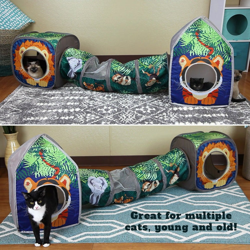 [Australia] - Kitty City Jungle Cat Cube Combo, Collapsible Cat Cube, Cat Bed, Tunnel, Cat Toys Jungle Combo 