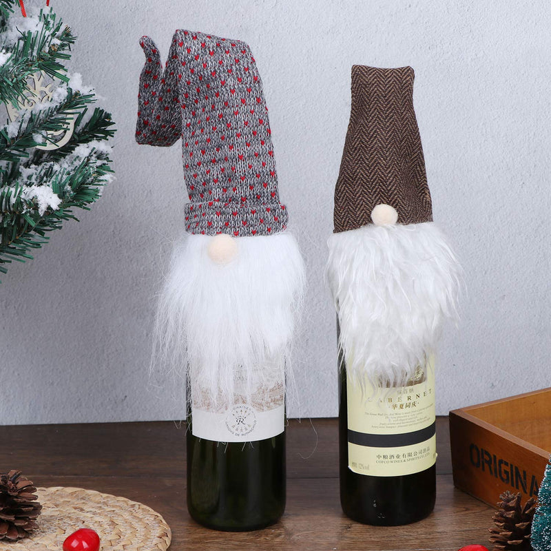4Pcs Christmas Gnomes Wine Bottle Topper Cute Gnome Toppers Christmas Wine Bottle Cover for Xmas Holiday Table Decorations - PawsPlanet Australia