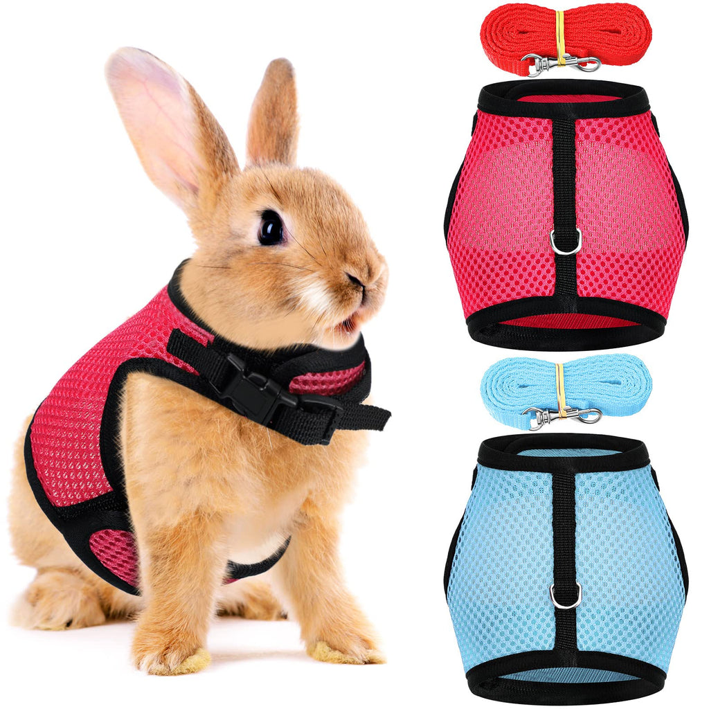 Pack of 2 Adjustable Soft Rabbit Harness with Elastic Towing Leash for Small Animals Kitten Pet Rabbit Harness for Cats Rabbits Running Walking Jogging Harness (L) L - PawsPlanet Australia